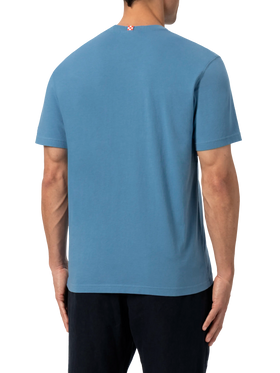 Dusty blue cotton jersey t-shirt Dover with St. Barth embroidery - MC2 Saint Barth