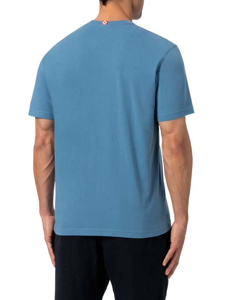 Dusty blue cotton jersey t-shirt Dover with St. Barth embroidery - MC2 Saint Barth