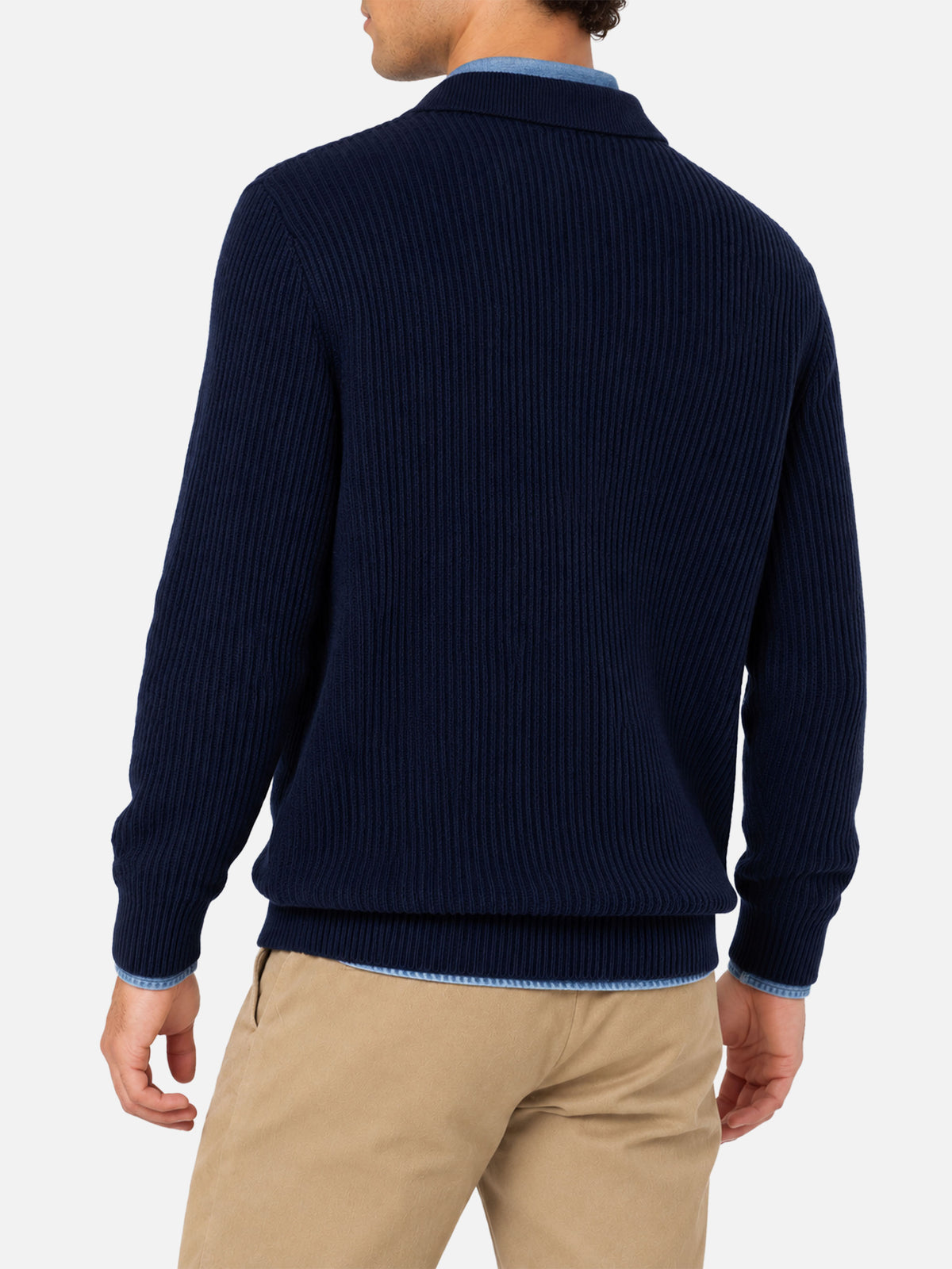 Polo in maglia Downing blu navy a costine
