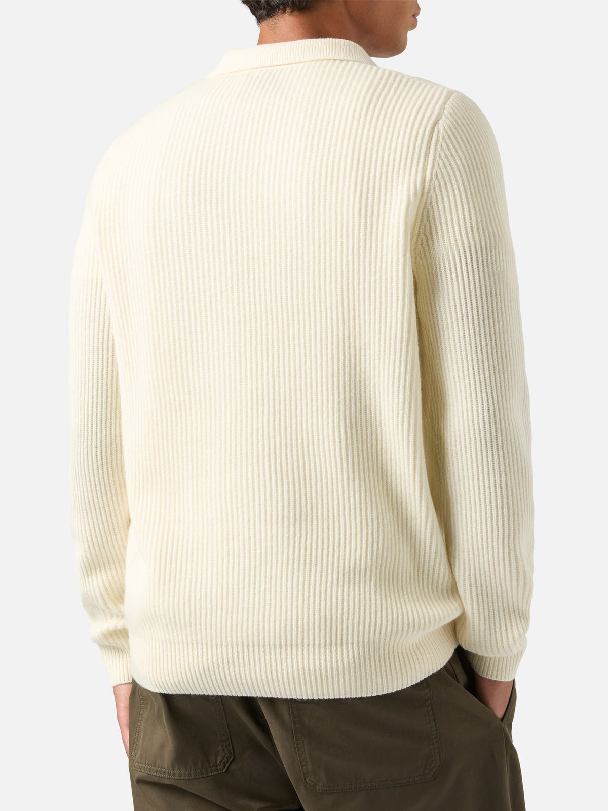 Polo de punto acanalado de lana Off white Downing 