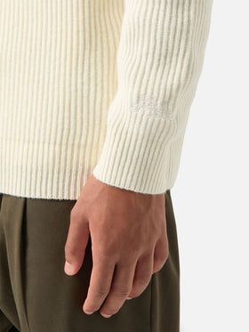 Polo de punto acanalado de lana Off white Downing 