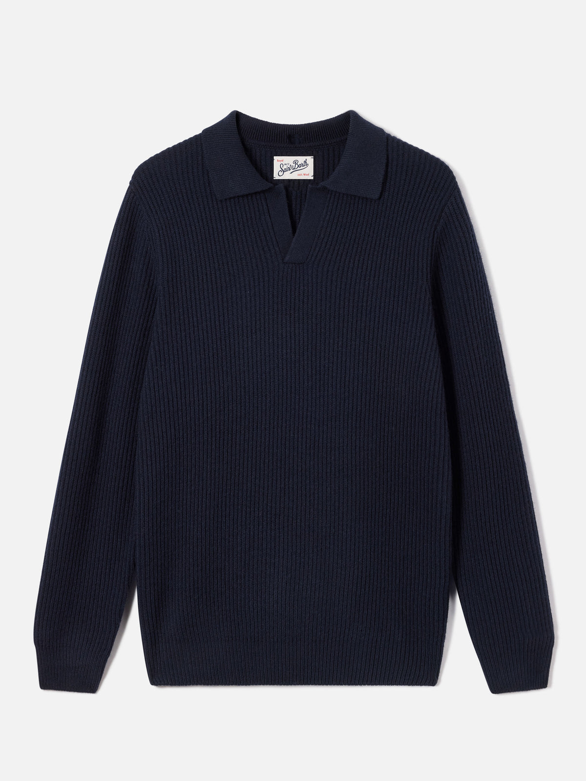 Polo in lana a costine Downing blu navy