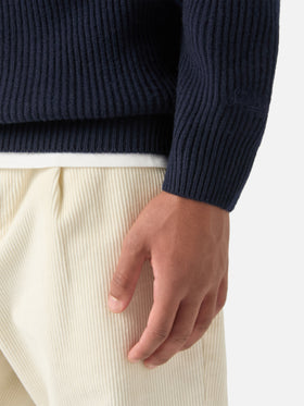 Polo in lana a costine Downing blu navy