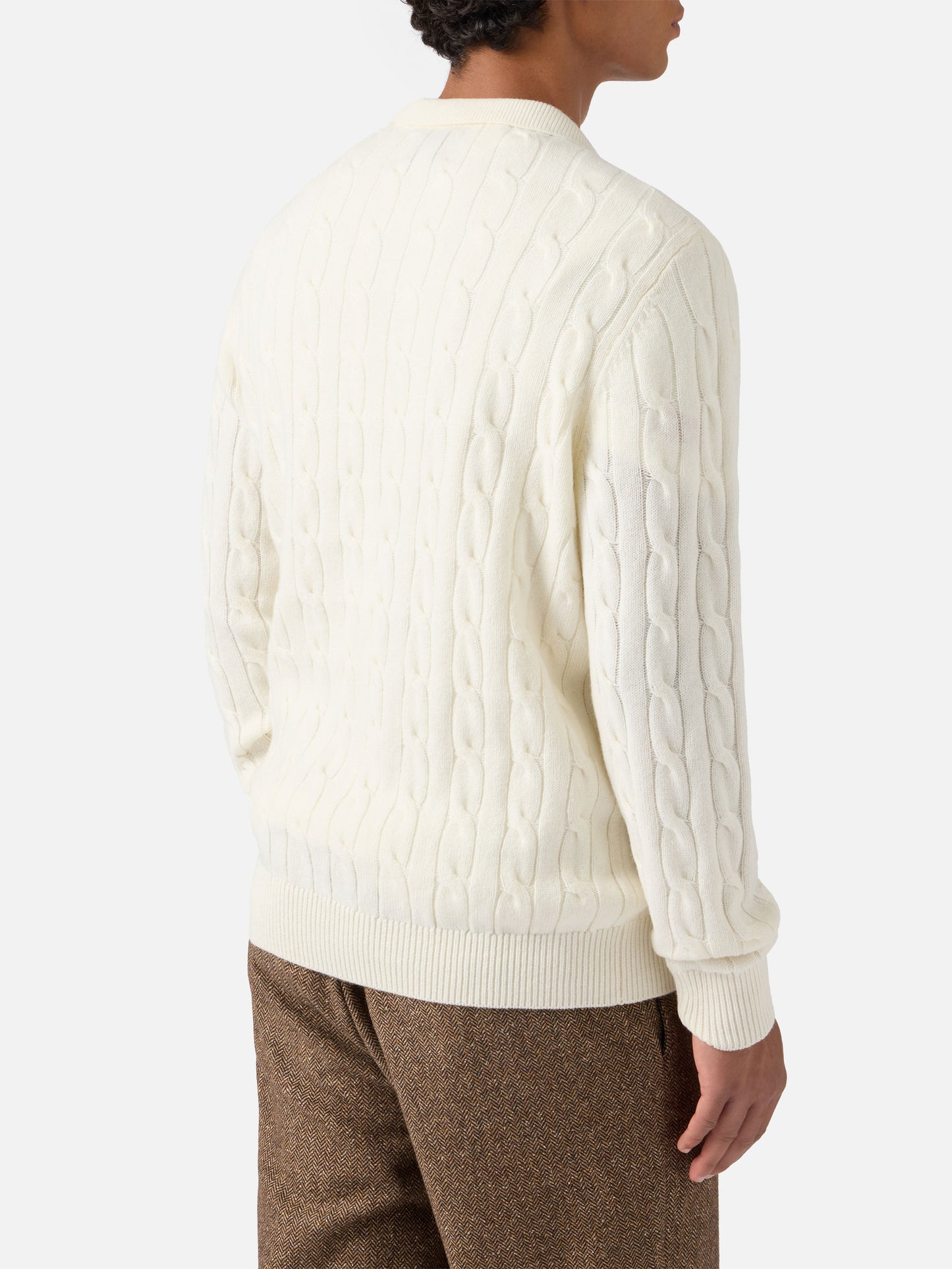 White wool knit polo Downing