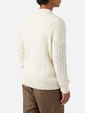 White wool knit polo Downing