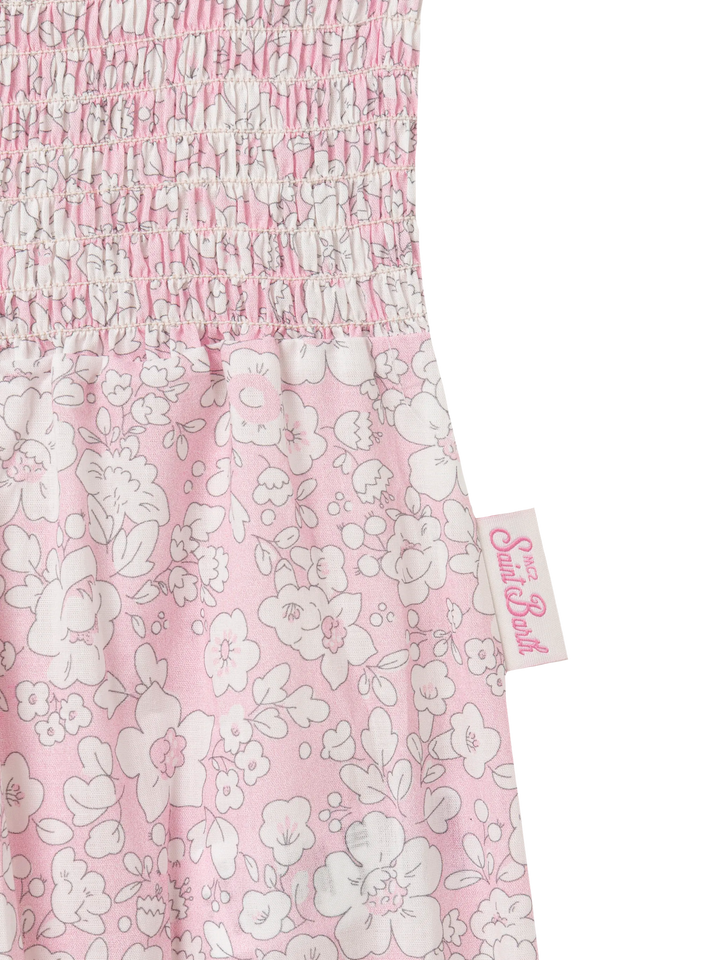 Dudu newborn cotton romper suit with flower print - MC2 Saint Barth