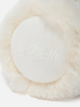 Cache-oreilles effet suédine off-white avec haut-parleur sans fil 