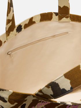 Borsa Essential in canvas con stampa muccata e logo stampato