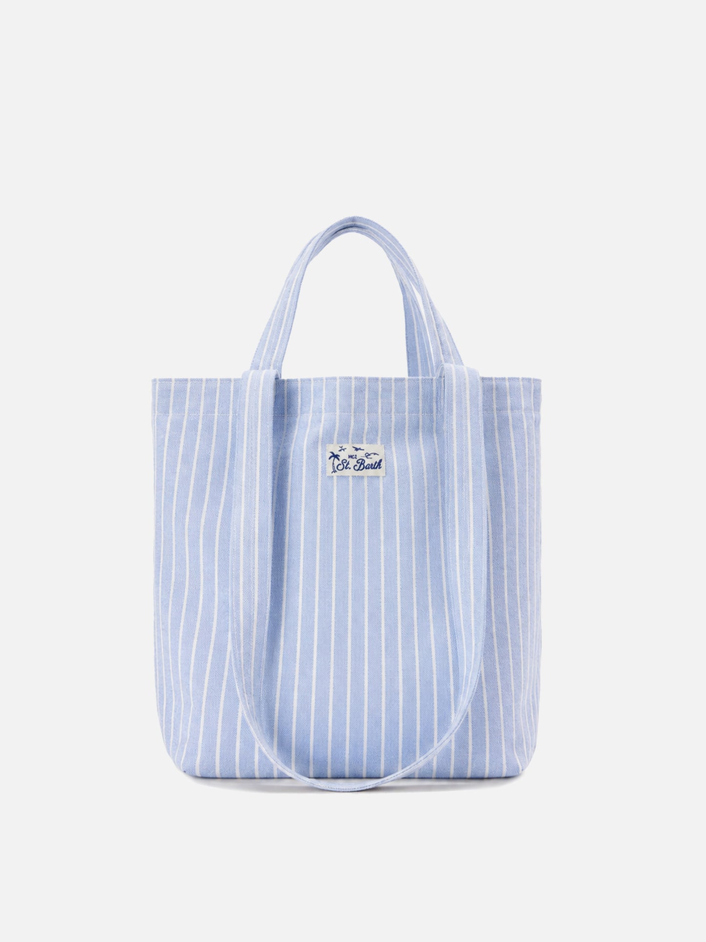 Borsa tote Essential Beach in cotone a righe azzurre e bianche
