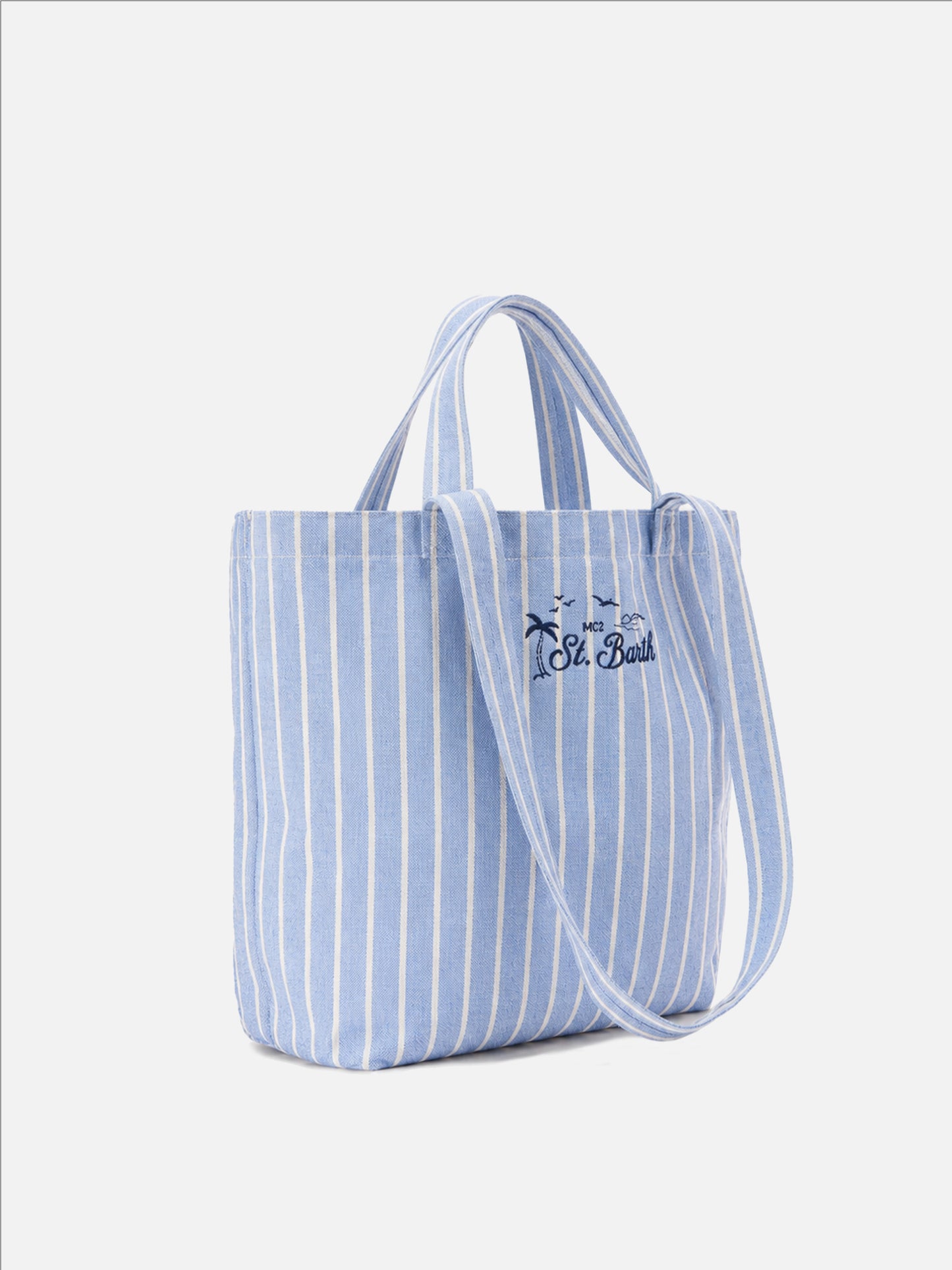 Borsa tote Essential Beach in cotone a righe azzurre e bianche