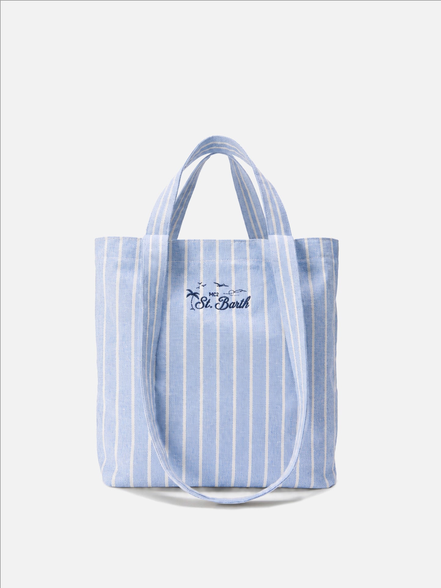 Borsa tote Essential Beach in cotone a righe azzurre e bianche