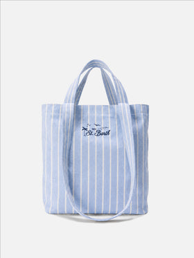 Borsa tote Essential Beach in cotone a righe azzurre e bianche