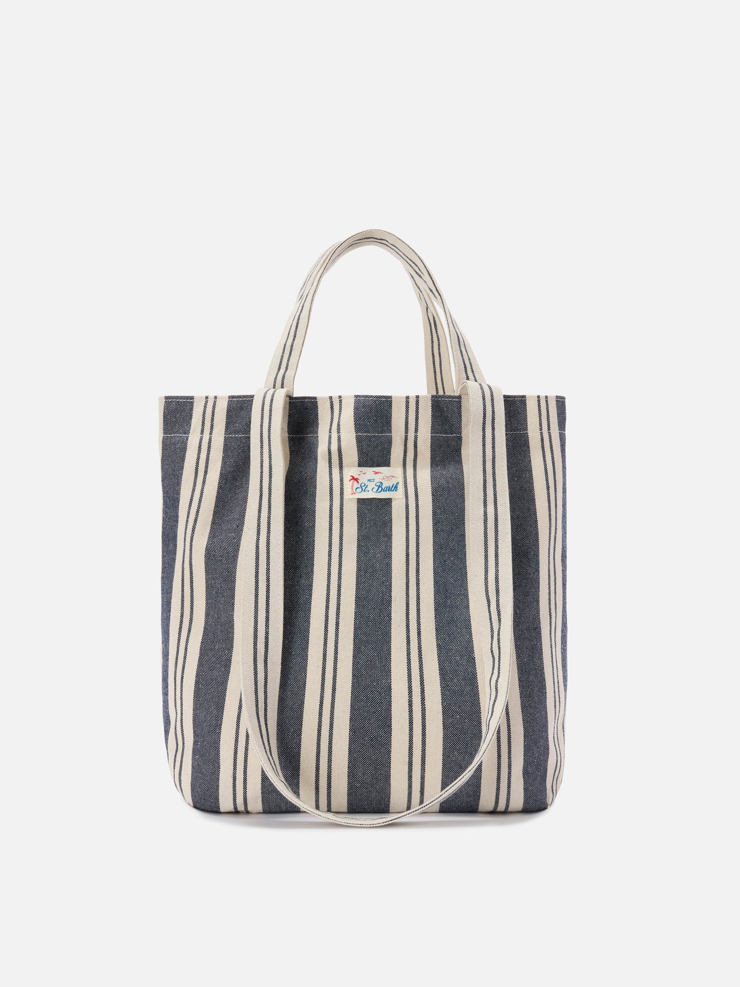 Bolso tote de algodón a rayas azul y blanco Essential Beach 