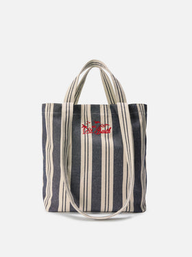 Bolso tote de algodón a rayas azul y blanco Essential Beach 