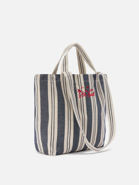 Bolso tote de algodón a rayas azul y blanco Essential Beach 