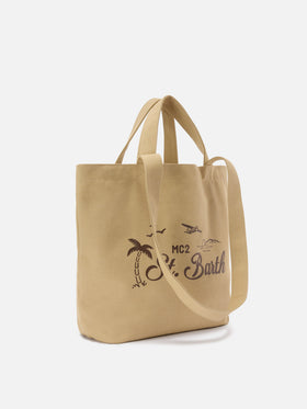Cabas Essential Beach en coton beige avec logo brodé 