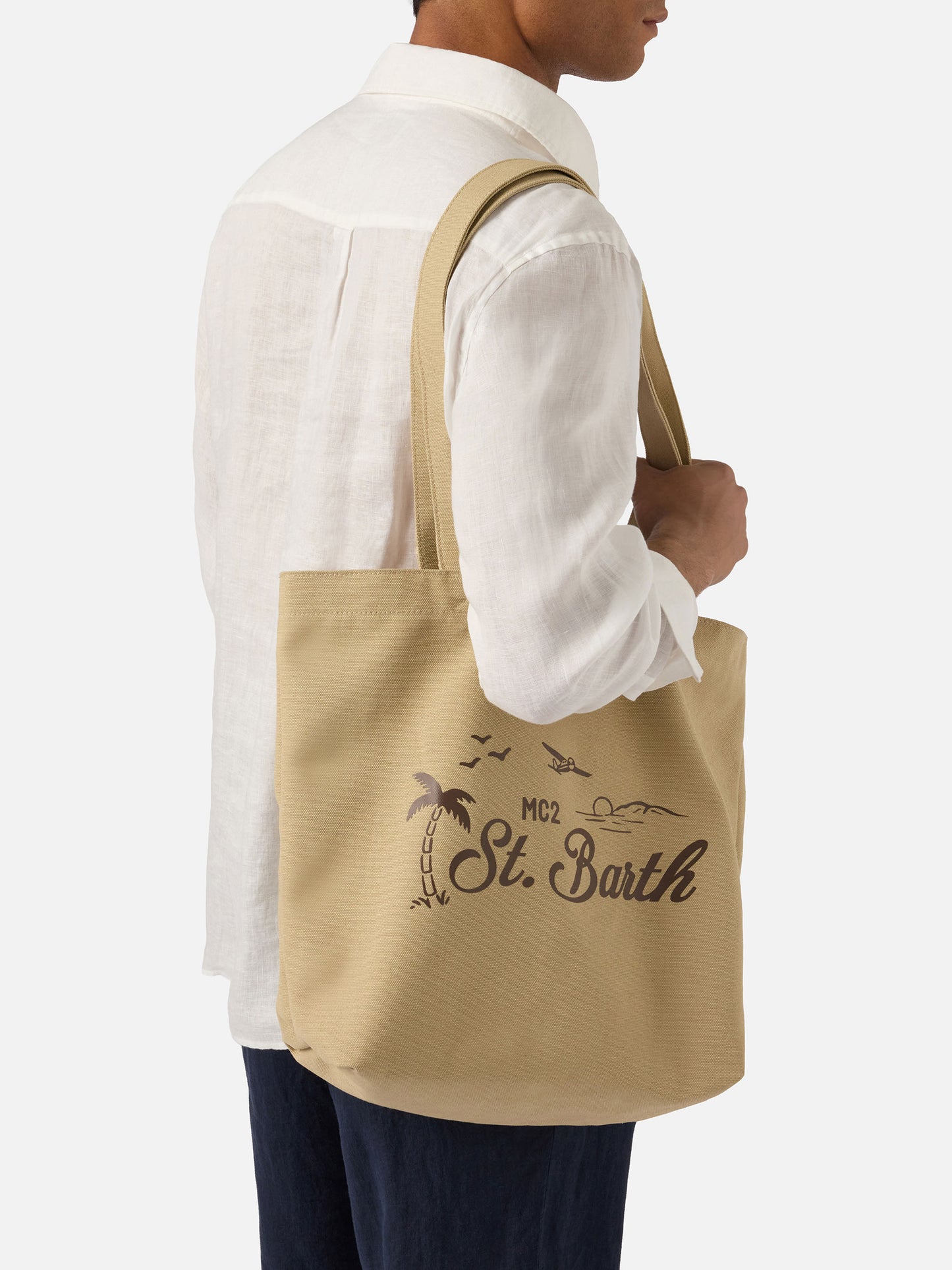Cabas Essential Beach en coton beige avec logo brodé 