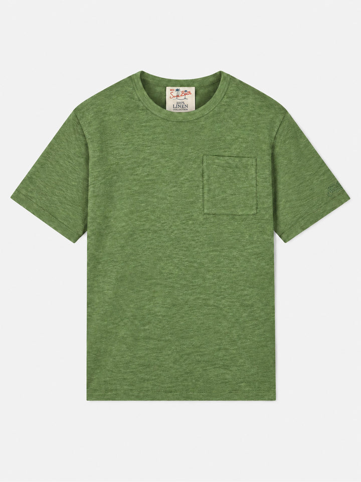 T-shirt Ecstasea en lin vert militaire 