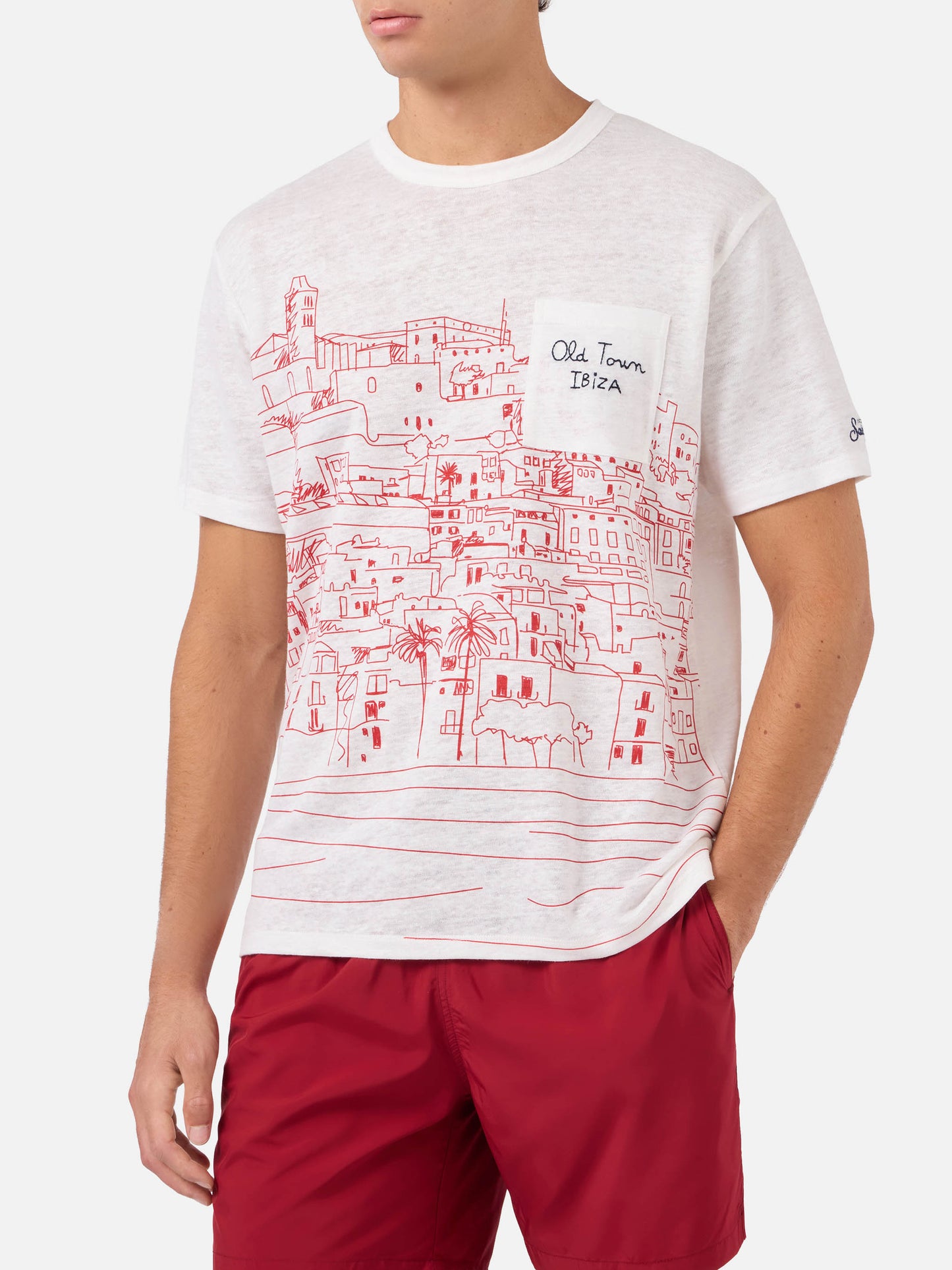 Ecstasea linen jersey t-shirt with Ibiza print