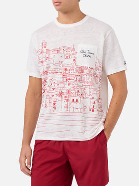 Ecstasea linen jersey t-shirt with Ibiza print