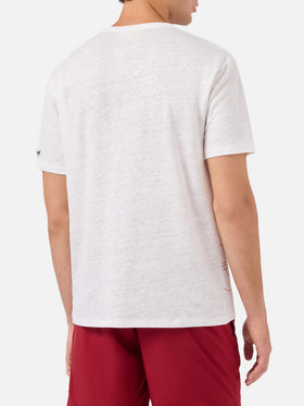 Ecstasea linen jersey t-shirt with Ibiza print