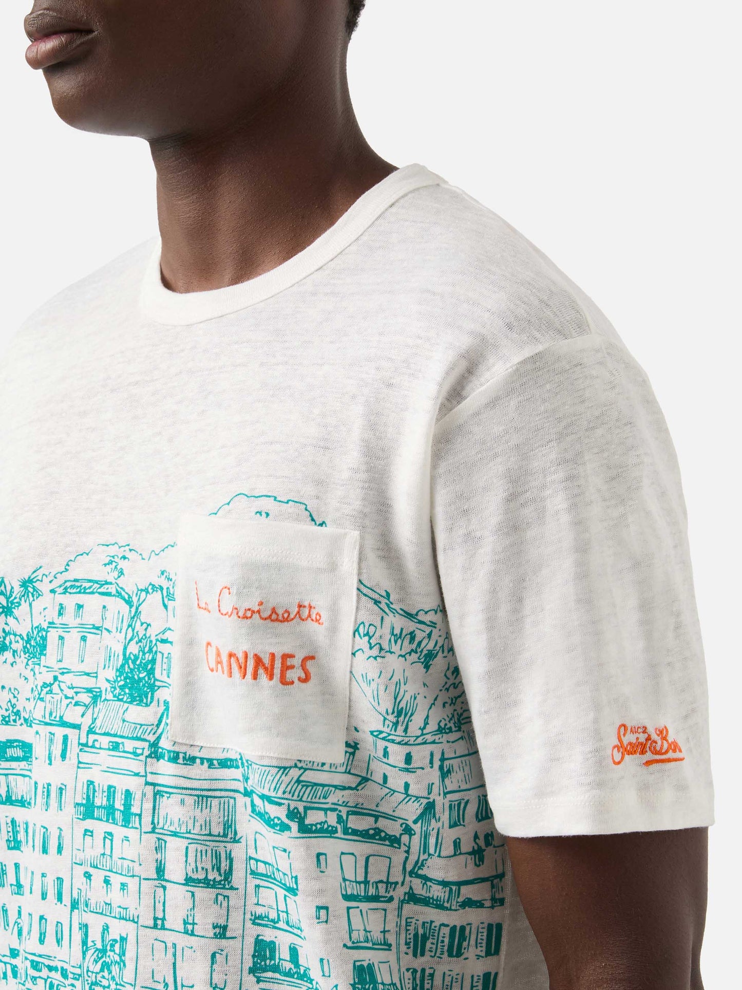 Camiseta de punto de lino Ecstasea con estampado Cannes 
