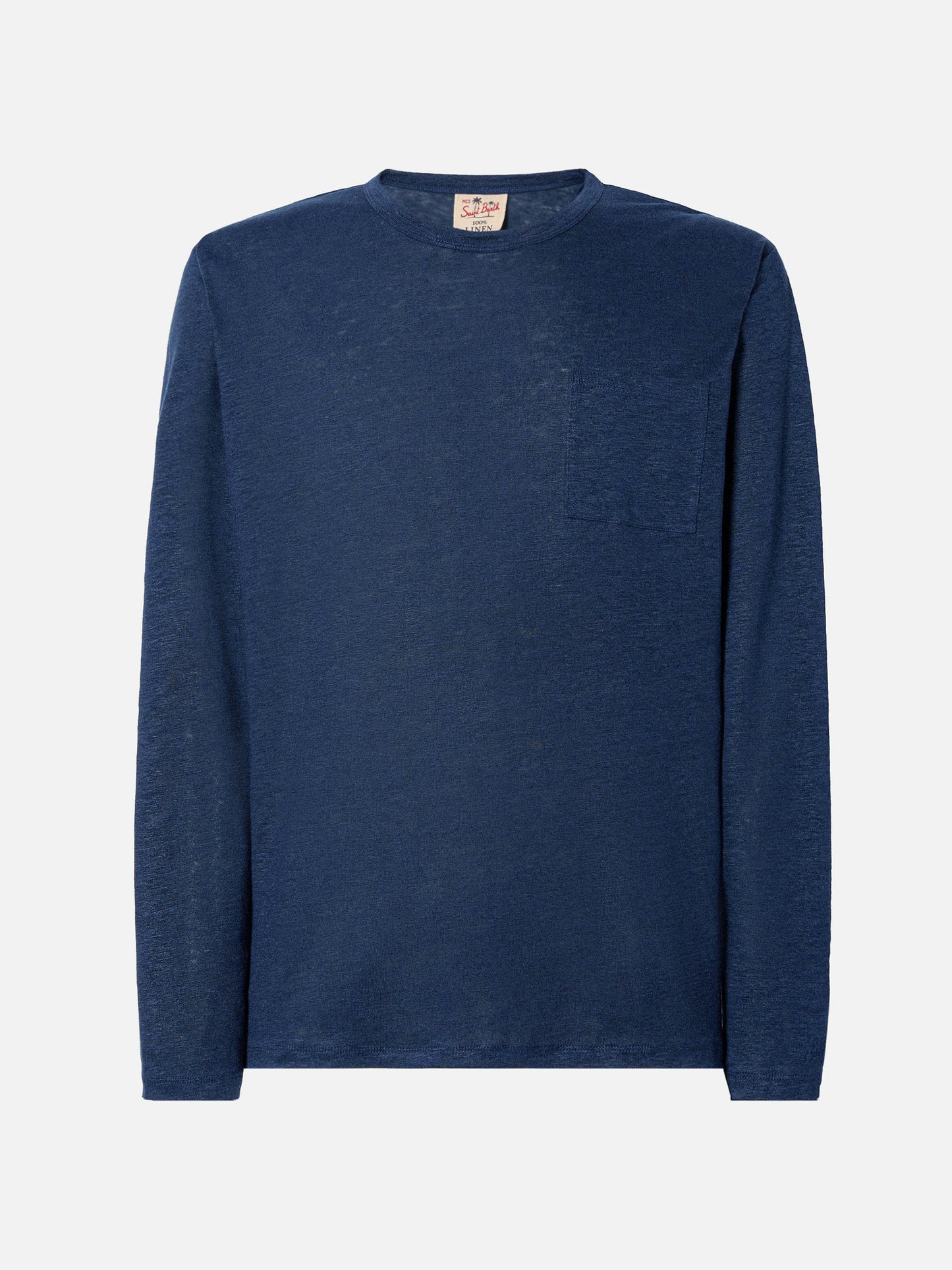 T-shirt da uomo in jersey di lino blu navy Ecstasea con taschino