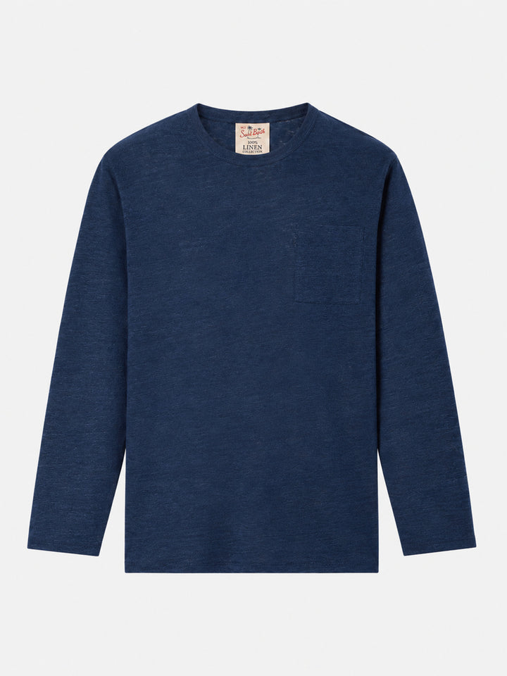Camiseta de lino Ecstasea en color liso azul marino 