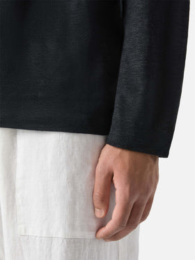 T-shirt da uomo in jersey di lino nera Ecstasea con taschino