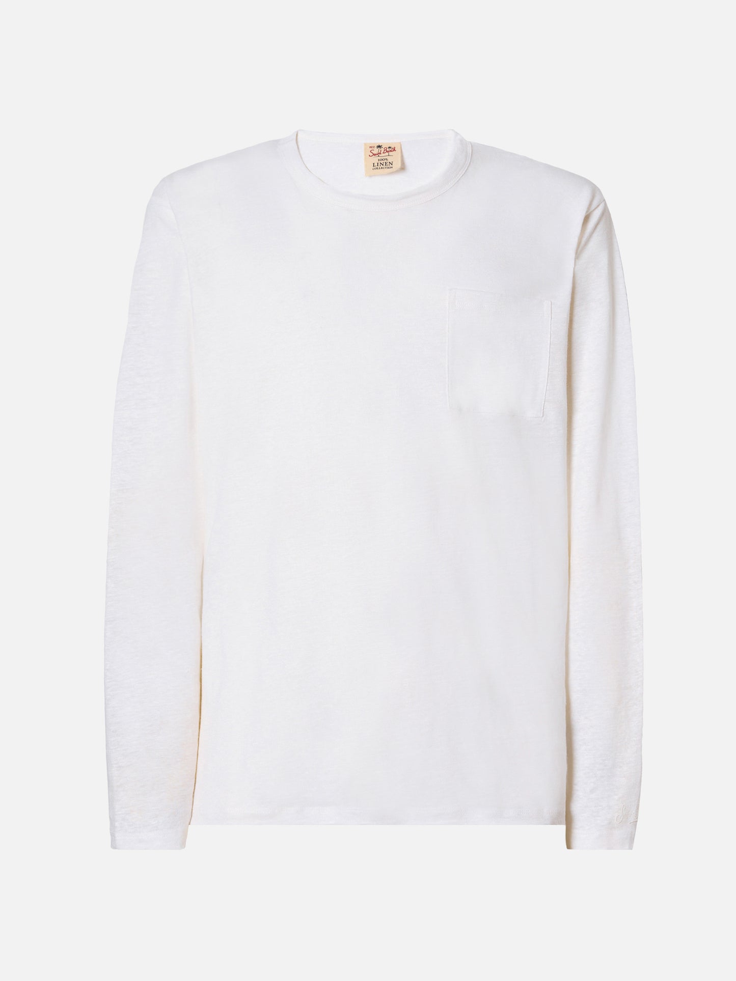 Man white linen jersey t-shirt Ecstasea with pocket