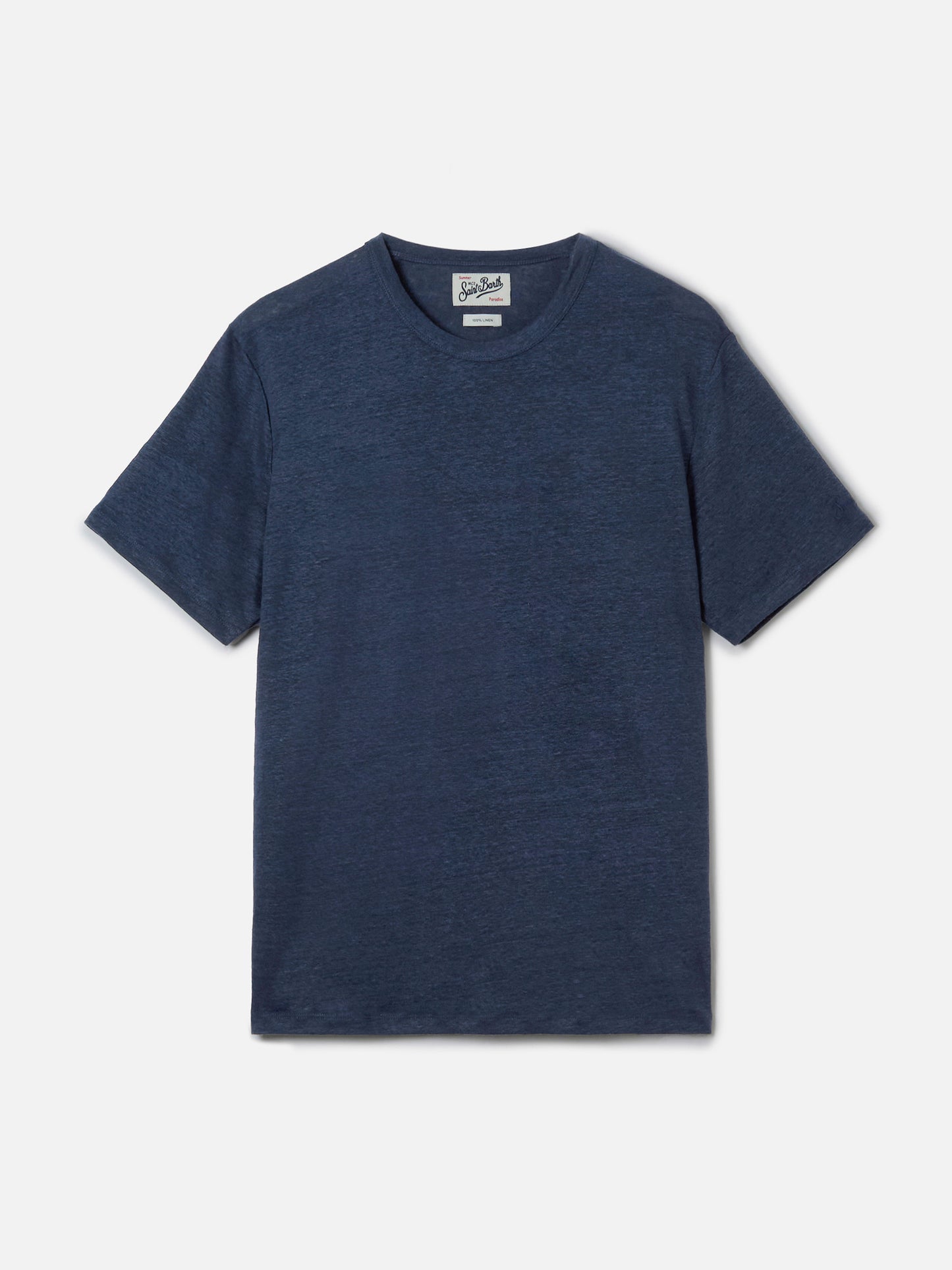 Blue Ecstasea pure linen t-shirt with logo embroidery
