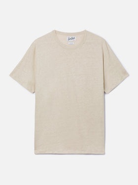 T-shirt Ecstasea couleur crème en pur lin avec broderie logo 