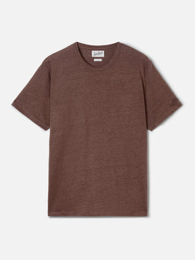 Camiseta Brown Ecstasea de lino puro con bordado del logo 