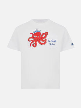 Eddy cotton t-shirt with octopus print and St. Barth Sailor embroidery - MC2 Saint Barth