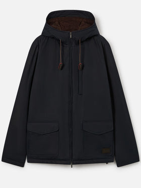 Chaqueta con capucha encerada Edgar blue Navy con forro teddy 