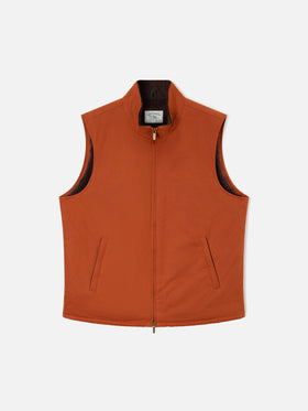Orange Edgar waxed vest with teddy lining