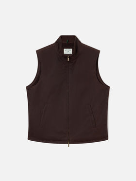 Brown Edgar waxed vest with teddy lining