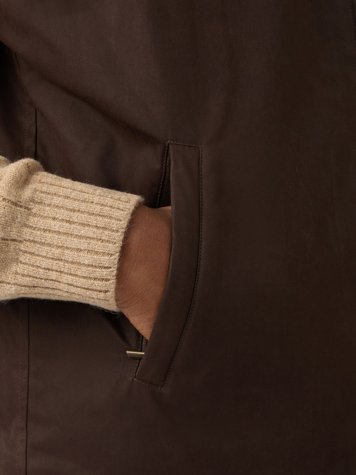 Brown Edgar waxed vest with teddy lining