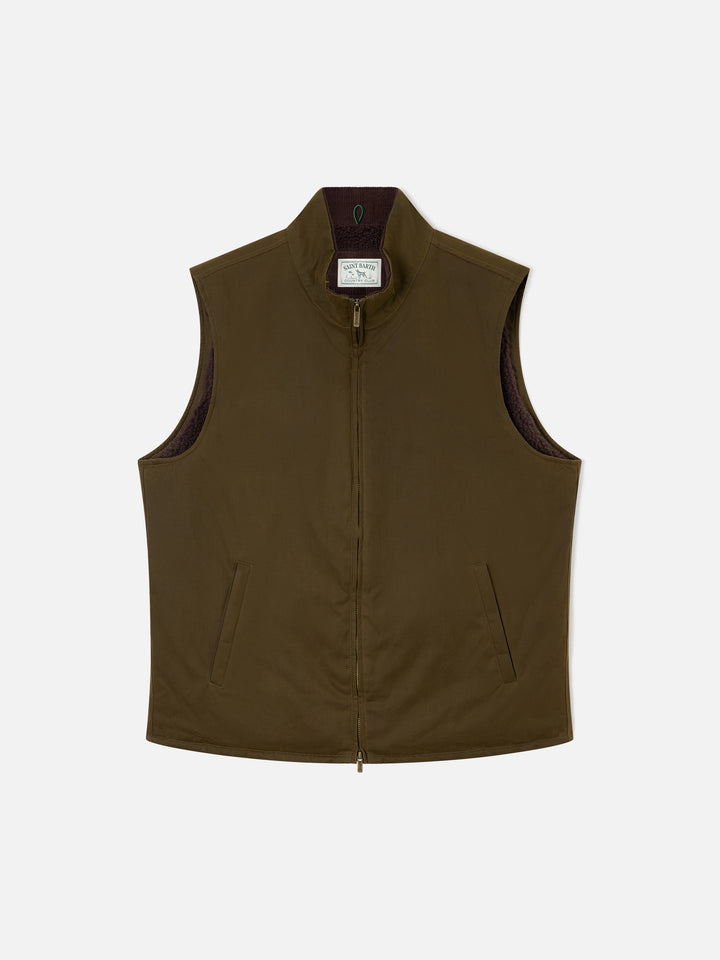 Gilet Edgar vert ciré avec doublure teddy 