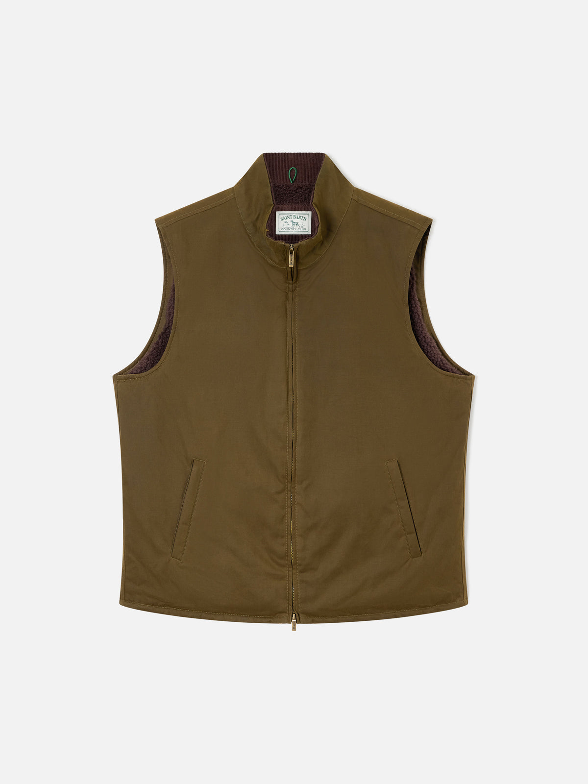 Gilet verde cerato Edgar con fodera in teddy