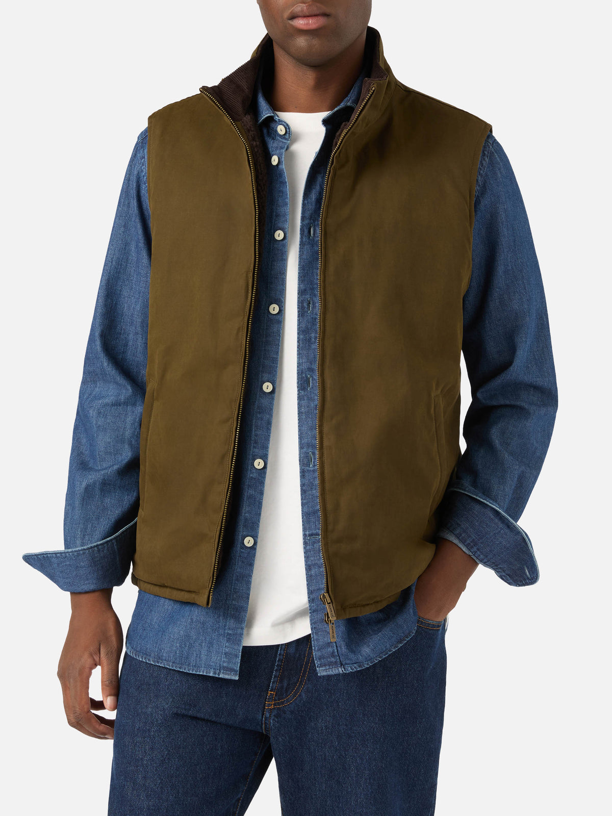 Gilet verde cerato Edgar con fodera in teddy