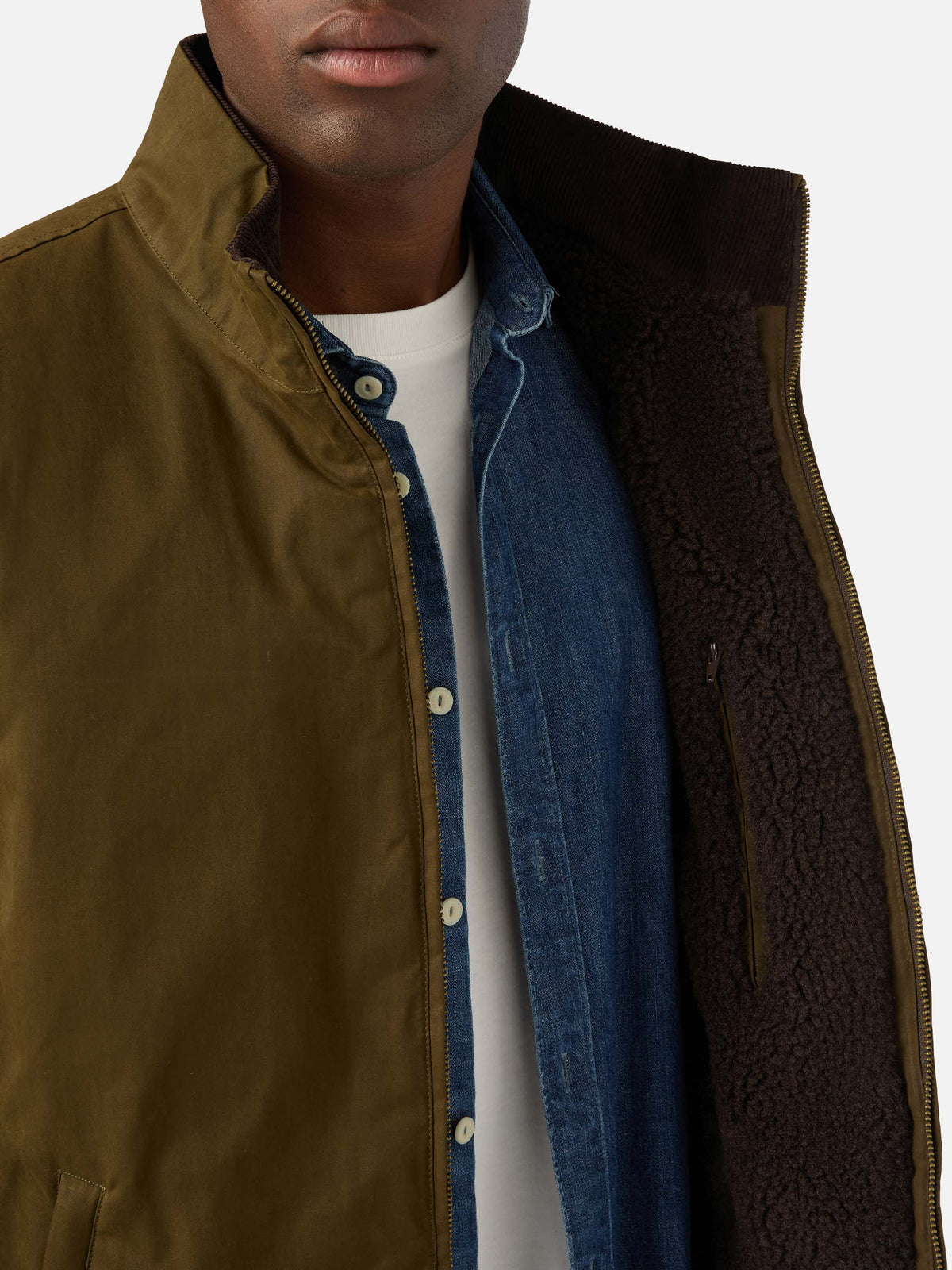 Gilet verde cerato Edgar con fodera in teddy