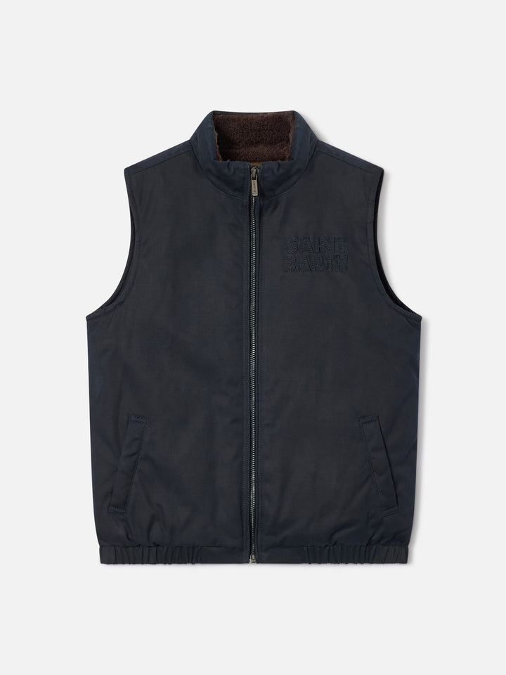 Gilet ciré Edgar Navy blue avec col en velours côtelé 