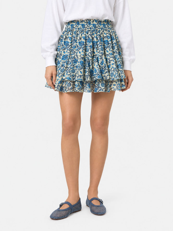 Minifalda con volantes en voile de seda para mujer Eivissa 