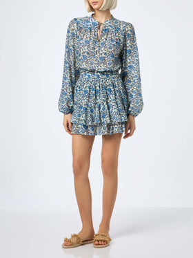 Woman silk voile ruffled mini skirt Eivissa - MC2 Saint Barth