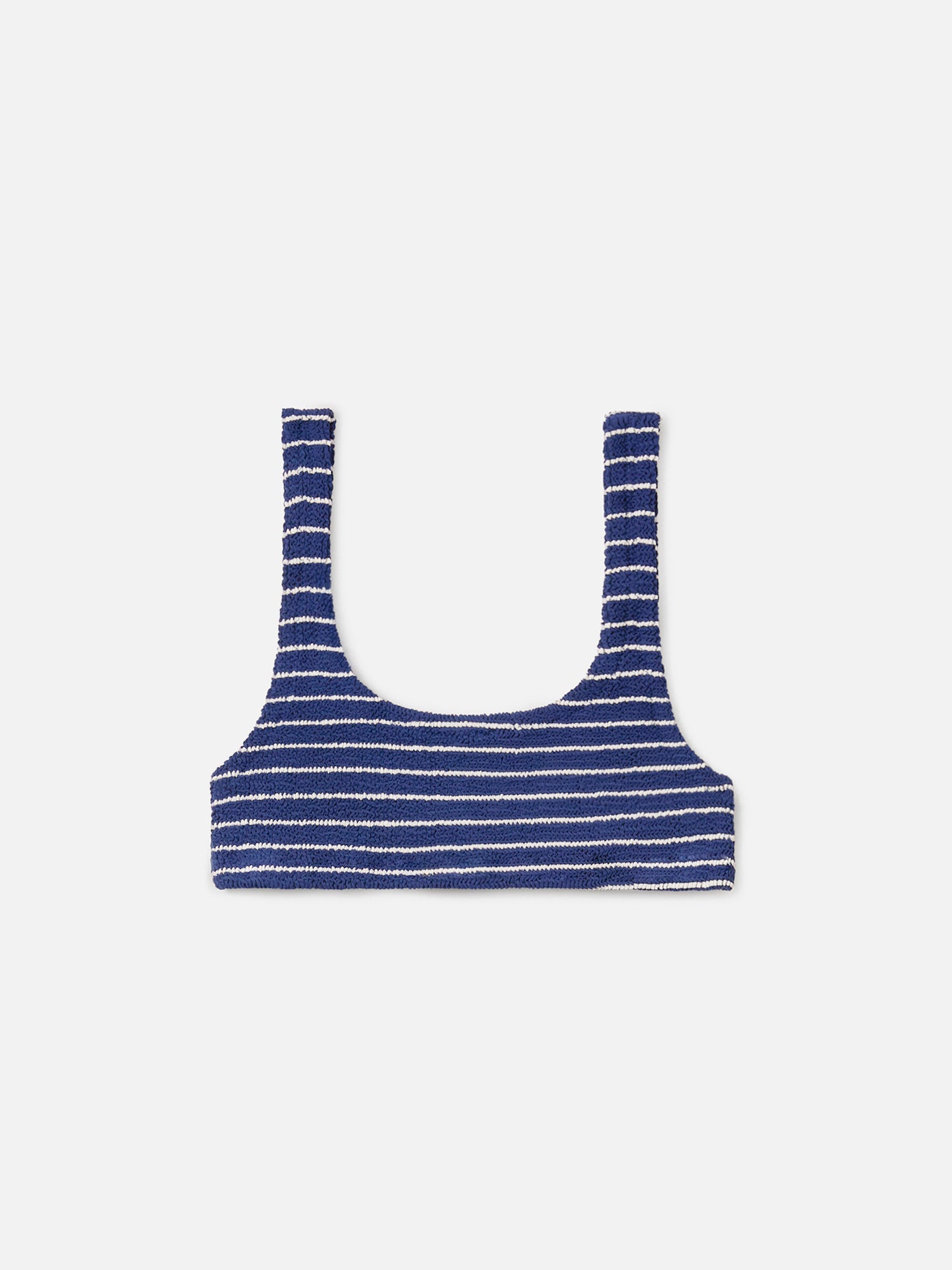 Naima bralette bikini top in blue striped crinkle fabric