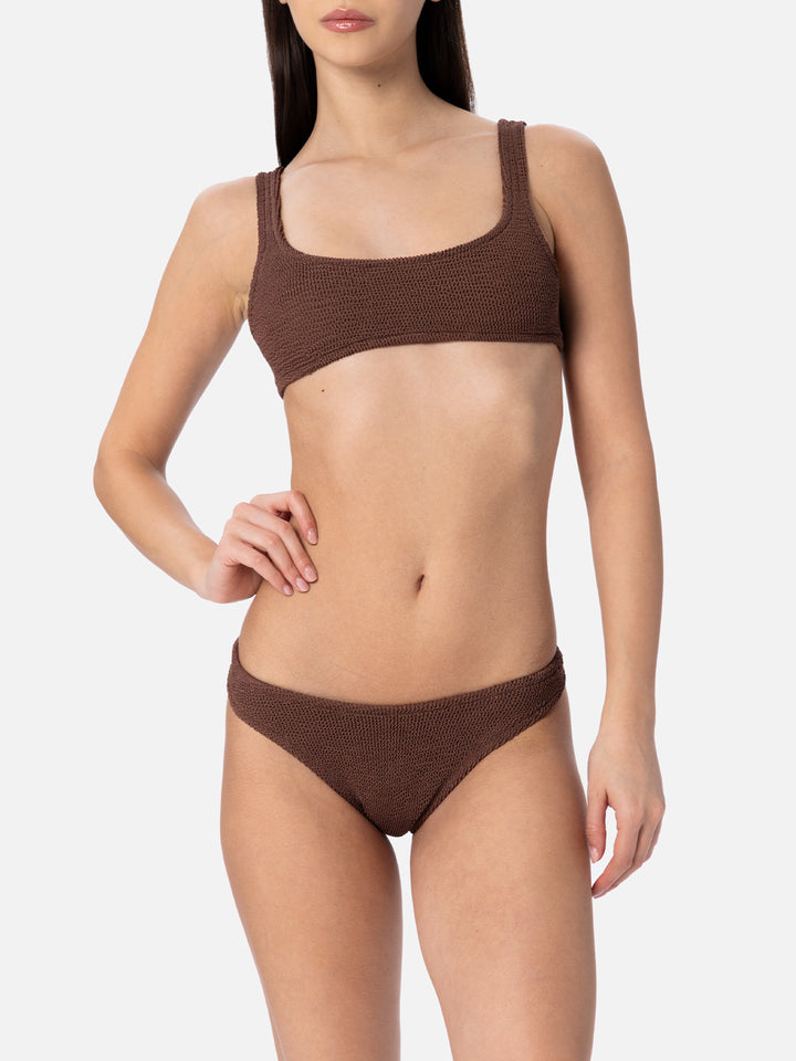 Brown crinkle bralette bikini Naima Elise - MC2 Saint Barth
