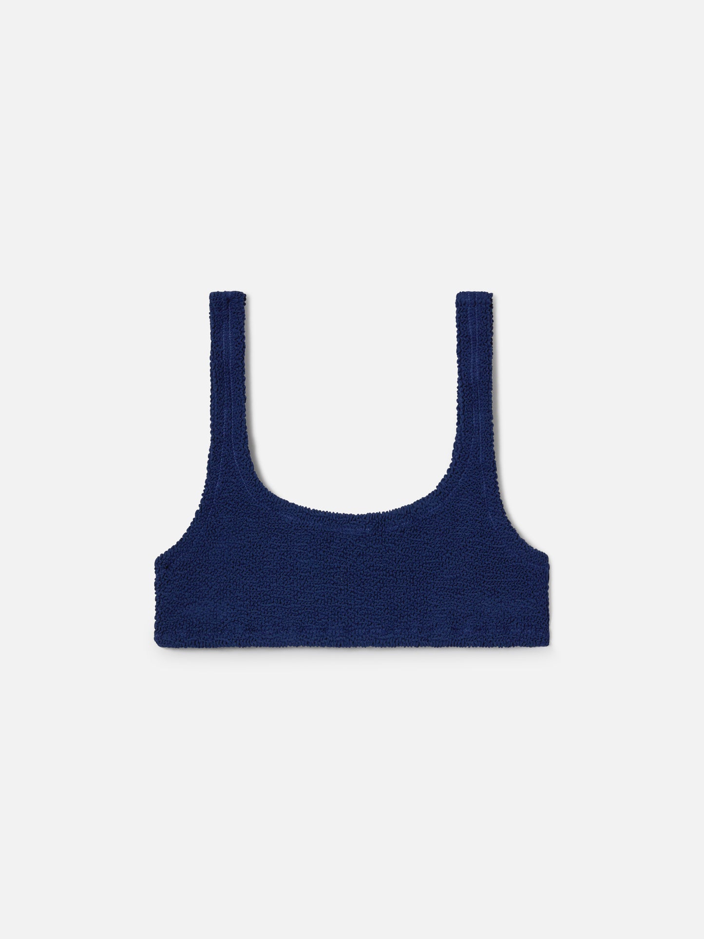 Top bikini Naima bralette in tessuto crinkle blu navy
