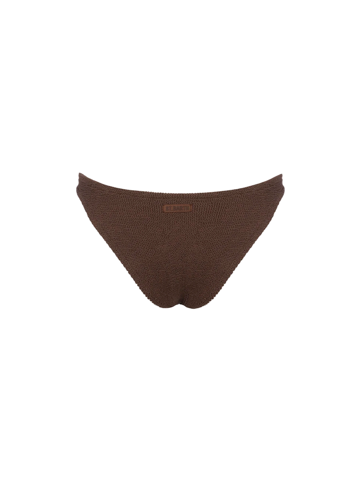 Damen klassische Bikinihose in Braun aus Crinkle Elise 