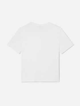 Camiseta Elly de algodón blanco con bordado Selfie Queen 